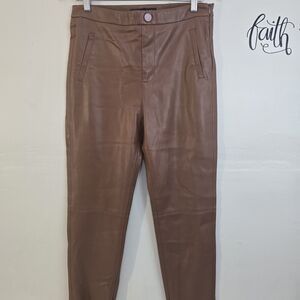 Zara Faux Leather Pants in Mauve-Brown